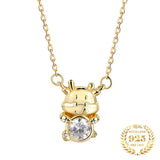 Zodiac Cow Necklace 925 Silver Zircon Chain Women Jewelry