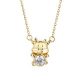 Zodiac Cow Necklace 925 Silver Zircon Chain Women Jewelry
