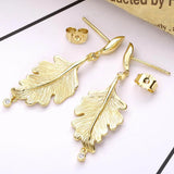Golden Shine Oak Leaf Studs 925 Sterling Silver Earring