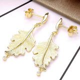 Golden Shine Oak Leaf Studs 925 Sterling Silver Earring
