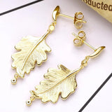 Golden Shine Oak Leaf Studs 925 Sterling Silver Earring