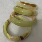 Hand Carved Cyan Jade Bracelet - Eco Friendly Wood Grain Jewelry