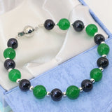 Green Jade & Pearl Bracelet 7.5inch B2752
