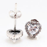 Crystal Heart Earrings 925 Silver Wedding Jewelry