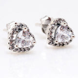 Crystal Heart Earrings 925 Silver Wedding Jewelry