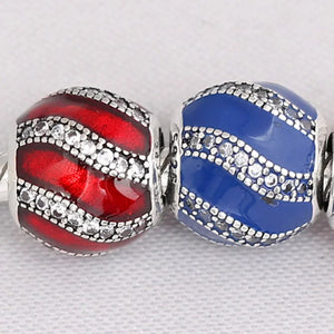 Enamel Ball & Crystal Beads 925 Silver Charm Bracelet Bangle DIY