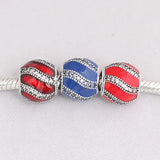Enamel Ball & Crystal Beads 925 Silver Charm Bracelet Bangle DIY