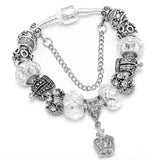 Enamel Classic Wreath Bracelet with Crystal Beads Charm Bangle