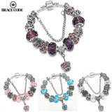 Enamel Classic Wreath Bracelet with Crystal Beads Charm Bangle