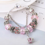 Enamel Classic Wreath Bracelet with Crystal Beads Charm Bangle