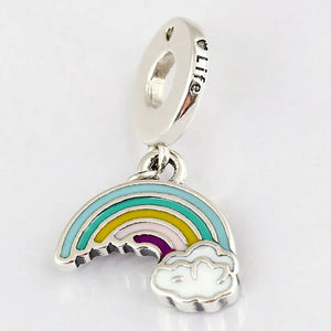 Enamel Rainbow Of Love Heart Life Pendant Beads For 925 Sterling Silver Bracelet