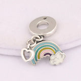 Enamel Rainbow Of Love Heart Life Pendant Beads For 925 Sterling Silver Bracelet