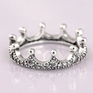 Enchanted Crown Crystal Rings 925 Sterling Silver Wedding Party Gift Europe
