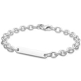 Engravable Bar Link Bracelet 925 Sterling Silver Charm Bangle