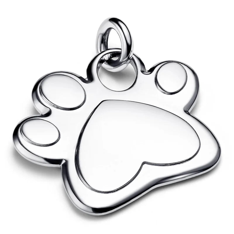 Heart Dog Bone Pet Collar Tag Pendant Beads 925 Sterling Silver Charm