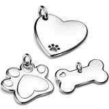 Heart Dog Bone Pet Collar Tag Pendant Beads 925 Sterling Silver Charm