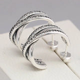 925 Silver Crystal Entwined Circle Earrings Wedding Gift
