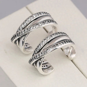 925 Silver Crystal Entwined Circle Earrings Wedding Gift