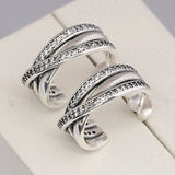 925 Silver Crystal Entwined Circle Earrings Wedding Gift