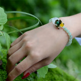 Green Aventurine Circle Bead Bracelet Yellow Green Agate Women Bracelet