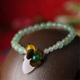 Green Aventurine Circle Bead Bracelet Yellow Green Agate Women Bracelet