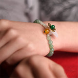 Green Aventurine Circle Bead Bracelet Yellow Green Agate Women Bracelet