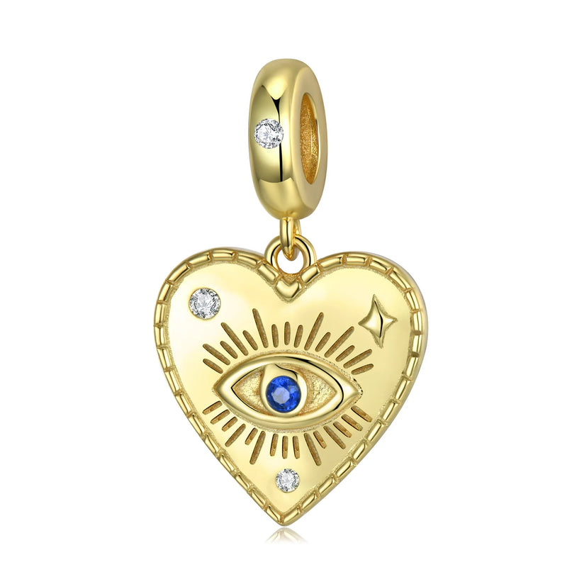 European Devil's Eye Heart Sterling Silver Pendant Bracelet