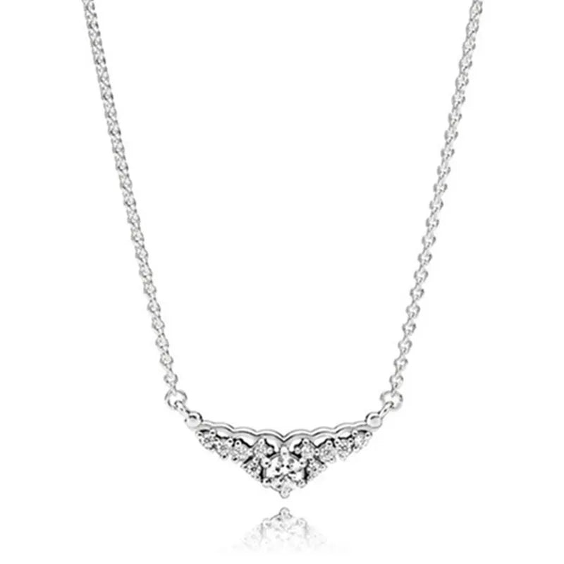 Crystal Fairytale Tiara Necklace 925 Silver Charm Jewelry