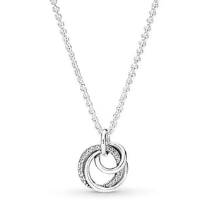 925 Silver Family Engraved Pendant Necklace for Women