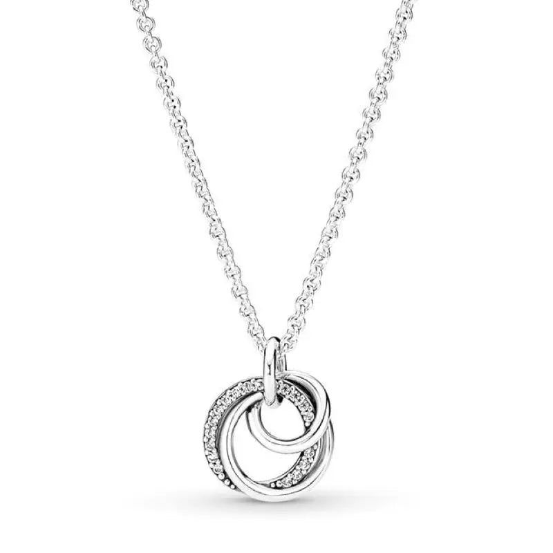 925 Silver Family Engraved Pendant Necklace for Women