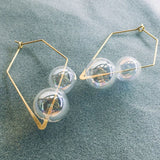 Hand Blown Bubble Hoop Earrings Vintage Glass Ball Earrings Clear