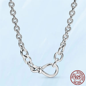 Silver Chunky Infinity Knot Chain Necklace Womens Party Wedding Gift
