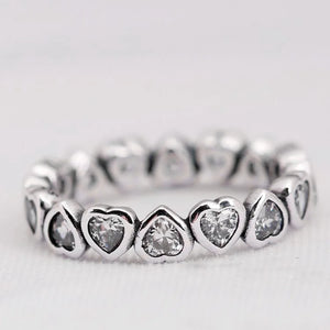 Forever More Love Heart Crystal Rings 925 Sterling Silver Wedding Party Gift