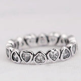 Forever More Love Heart Crystal Rings 925 Sterling Silver Wedding Party Gift