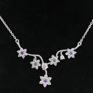 Forget-me-not Crystal Necklace 925 Sterling Silver Women Wedding Gift