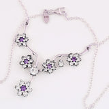 Forget-me-not Crystal Necklace 925 Sterling Silver Women Wedding Gift
