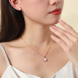 Four Leaf Clover Pearl Necklace Gift 925 Silver Rose Vintage Clover Necklace