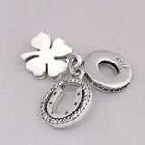 Four-leaf Clover & Horseshoe Lucky Pendant Bead 925 Sterling Silver Charm