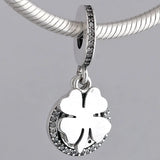Four-leaf Clover & Horseshoe Lucky Pendant Bead 925 Sterling Silver Charm