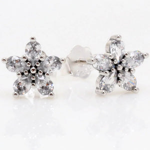 Snowflake Crystal Earring 925 Silver Europe Jewelry