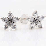 Snowflake Crystal Earring 925 Silver Europe Jewelry