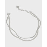 Geometric S925 Sterling Silver Double-layer Bracelet