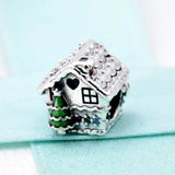 Gingerbread House Home Sweet Heart Beads 925 Sterling Silver Charm