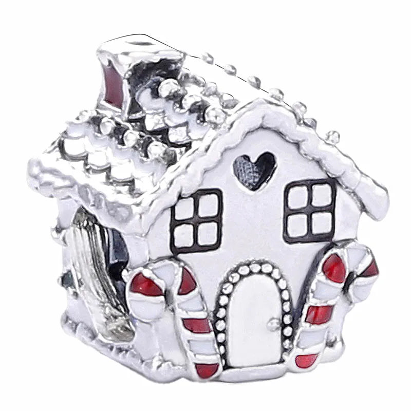 Gingerbread House Home Sweet Heart Beads 925 Sterling Silver Charm