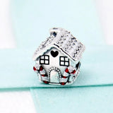 Gingerbread House Home Sweet Heart Beads 925 Sterling Silver Charm