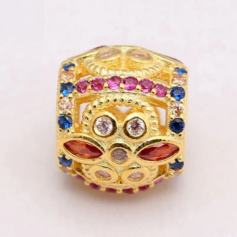 Fresco Flower Crystal Bead 925 Sterling Silver Bracelet DIY