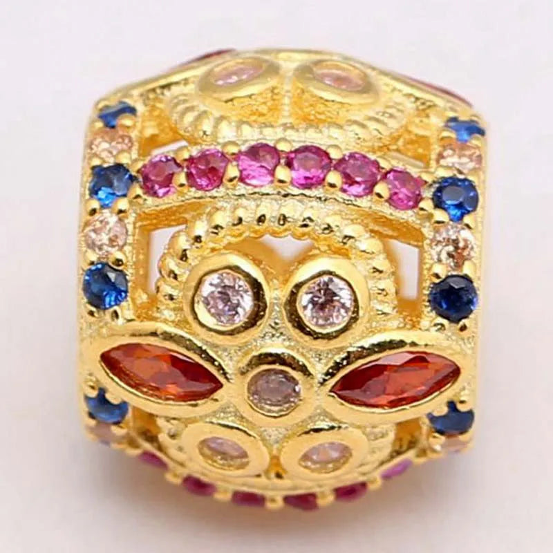 Fresco Flower Crystal Bead 925 Sterling Silver Bracelet DIY