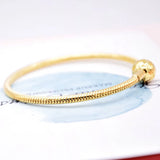 925 Sterling Silver Snake Chain Bracelet Bangle with Ball Clasp