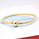 925 Sterling Silver Snake Chain Bracelet Bangle with Ball Clasp
