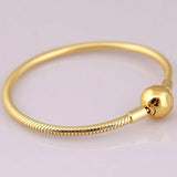 925 Sterling Silver Snake Chain Bracelet Bangle with Ball Clasp
